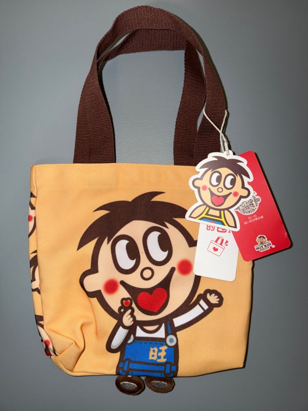 Hot Kid Cute Character Mini Tote with Cheerful Face Print